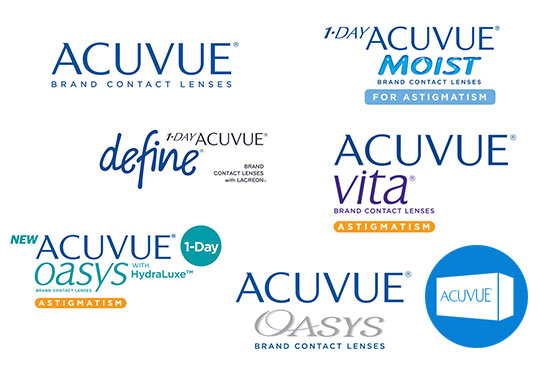 Image of all major ACUVUE brand logos