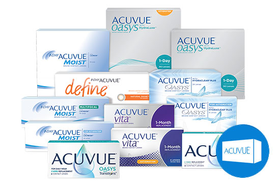 Family pack shot of all ACUVUE products